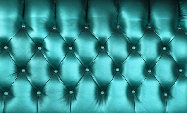 Textura Fundo Couro Genuíno Capitone Azul Teal Estilo Retro Chesterfield — Fotografia de Stock