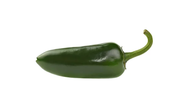 Close One Fresh Green Jalapeno Hot Chili Pepper Isolated White Stock Picture