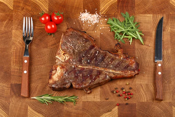 Cierre Una Gran Parrilla Asado Bone Carne Res Porterhouse Filete — Foto de Stock