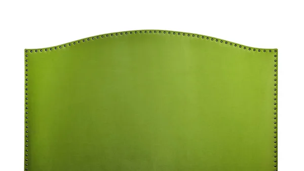 Bright Green Soft Velvet Fabric Shaped Bed Headboard Isolated White — Stock Photo, Image