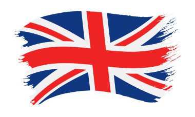 Beyaz arka planda izole edilmiş Birleşik Krallık bayrağı Union Jack 'in fırça darbelerinin vektör çizimi