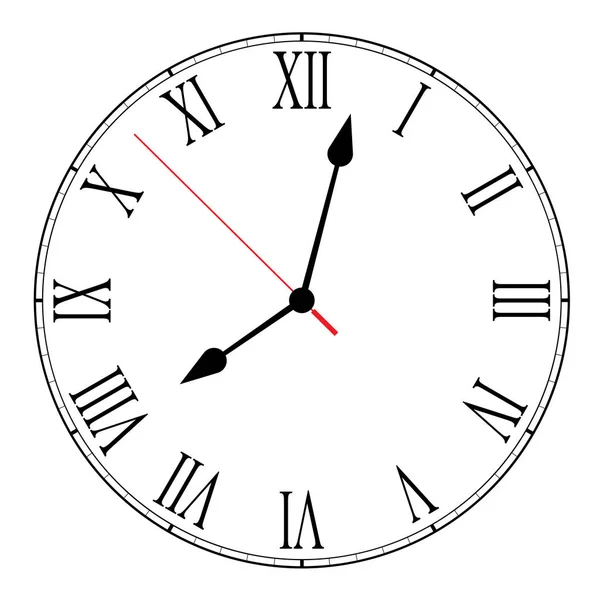 Illustration Vectorielle Cadran Blanc Horloge Avec Chiffres Romains Aiguilles Des — Image vectorielle