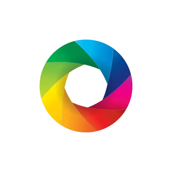 Vektor Illustration Regnbue Farverige Kamera Linse Lukkeren Åben Blænde Isoleret – Stock-vektor