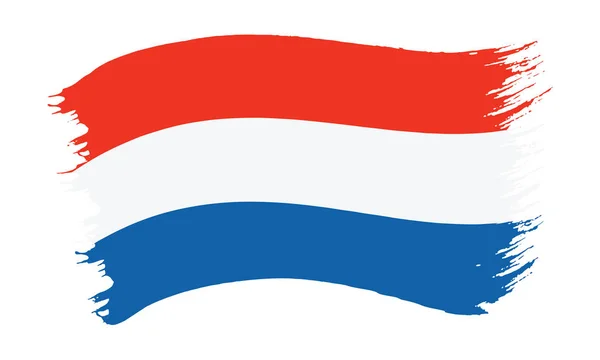 Vector Illustratie Van Penseelstreek Geschilderd Nationale Vlag Van Nederland Geïsoleerd — Stockvector