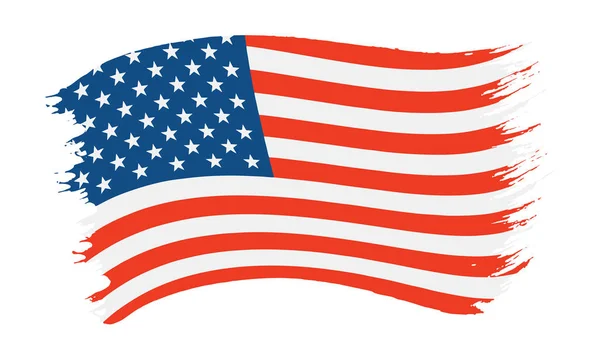 Illustration Vectorielle Coup Pinceau Peint Drapeau National Des États Unis — Image vectorielle