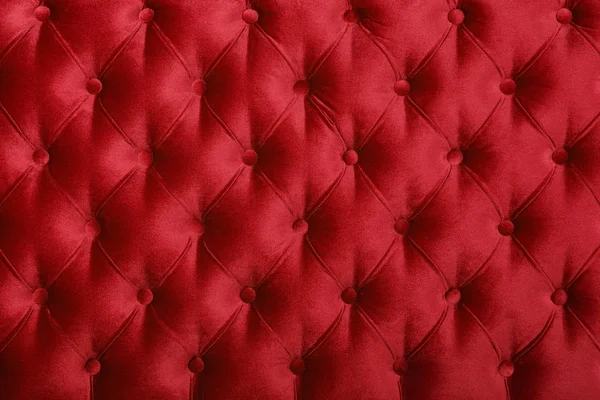 Kırmızı capitone Tufted kumaş döşeme doku — Stok fotoğraf