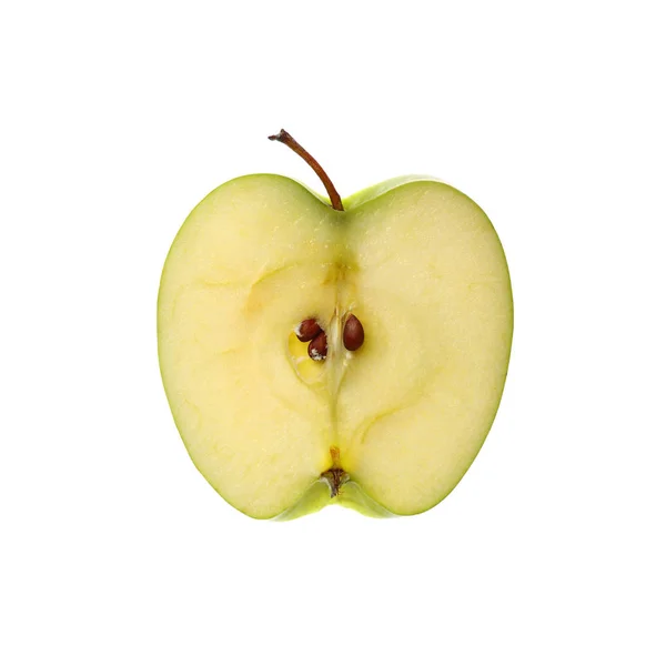 Cerrar cortar rebanada de manzana verde sobre blanco — Foto de Stock