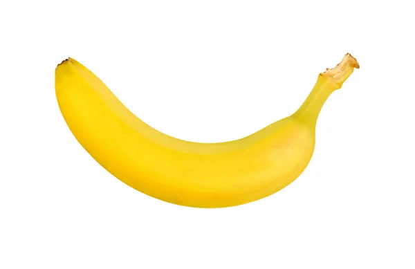 Jeden dojrzały banan żółty na białym tle — Zdjęcie stockowe