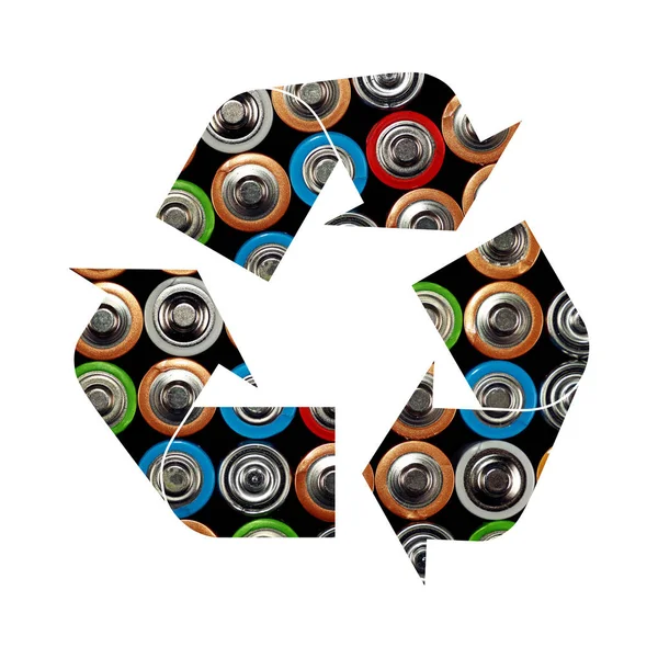 Recycling symbool van alkaline batterijen — Stockfoto