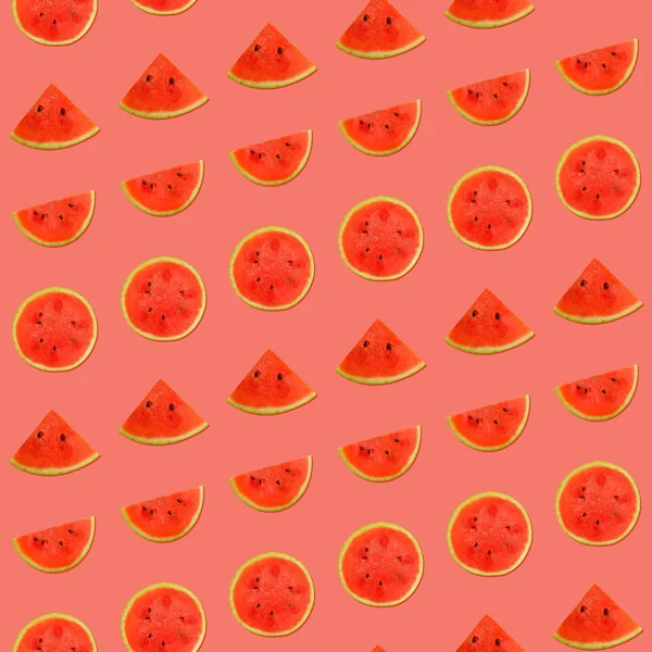 Padrão sem costura de melancia em rosa — Fotografia de Stock