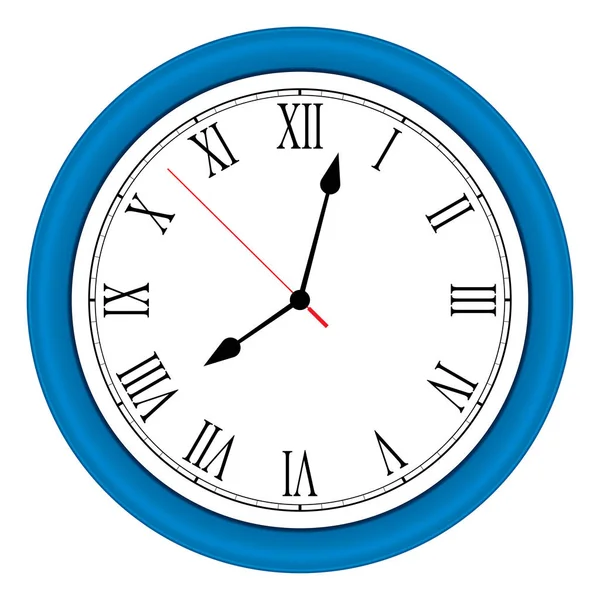 Vektorový ilustration na modré nástěnné hodiny přes bílou — Stockový vektor