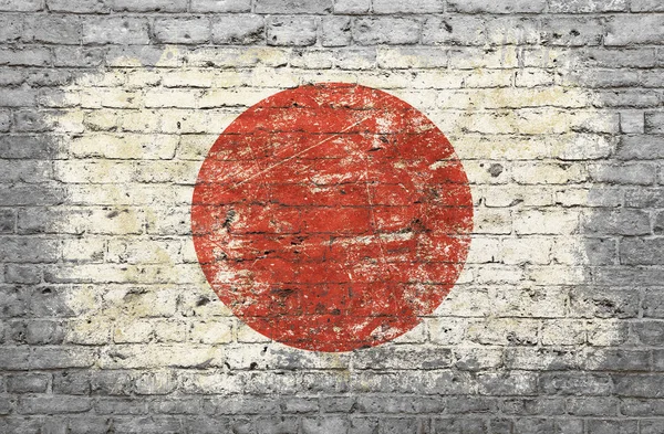 Bandeira do Japão pintada na parede de tijolo — Fotografia de Stock
