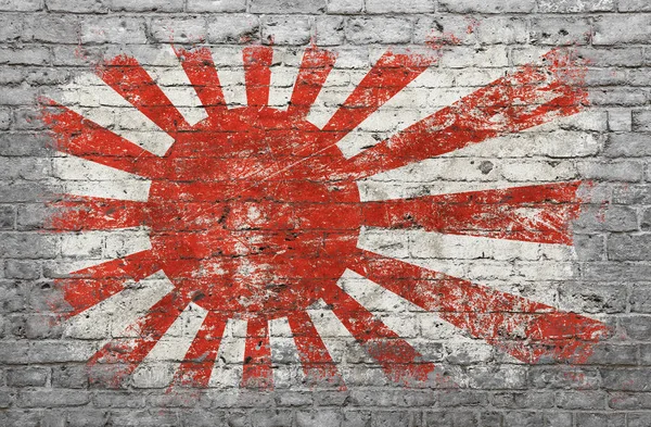 Bandeira do Japão pintada na parede de tijolo — Fotografia de Stock
