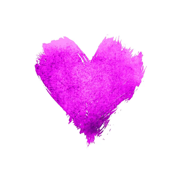 Purple watercolor painted heart shape on white — Stock Photo, Image