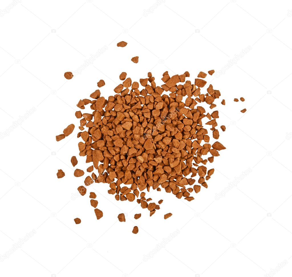 Heap of freeze dried instant coffee isolated
