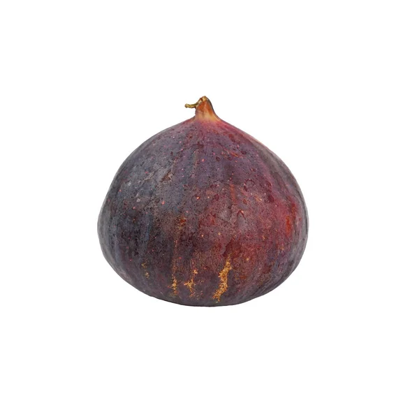 Beyaz izole edilmiş bir bütün olgun inciri kapatın — Stok fotoğraf