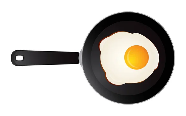 Ηλιόλουστο τηγανητό αυγό σε μαύρο τηγάνι — Διανυσματικό Αρχείο