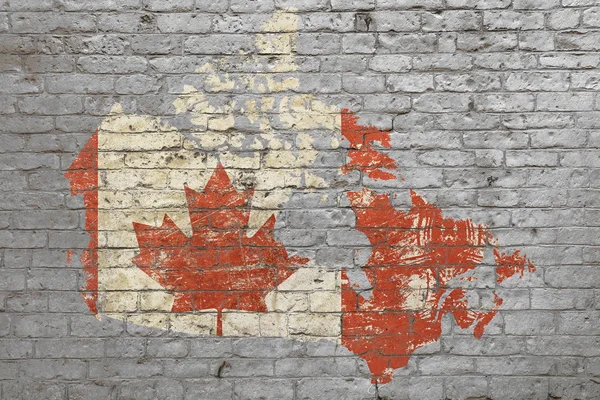 Mapa de la bandera de Canadá, pintado en la pared de ladrillo — Foto de Stock