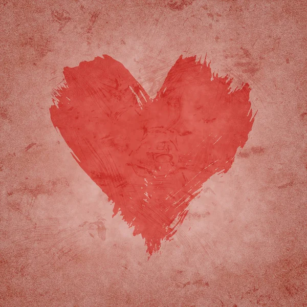 Červená akvarel malované srdce tvar na růžové — Stock fotografie