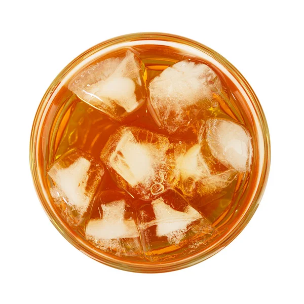 Feche Copo Grande Chá Gelado Bebida Fria Isolada Fundo Branco — Fotografia de Stock