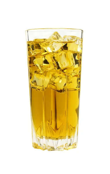 Close One Full High Glass Cold Iced Green Herbal Tea — Stock Photo, Image