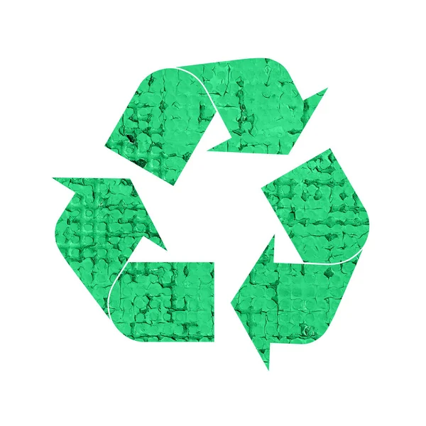 Illustration Des Recycling Symbols Mit Grunge Grünen Heruntergekommenen Baumaterialstruktur Isoliert — Stockfoto