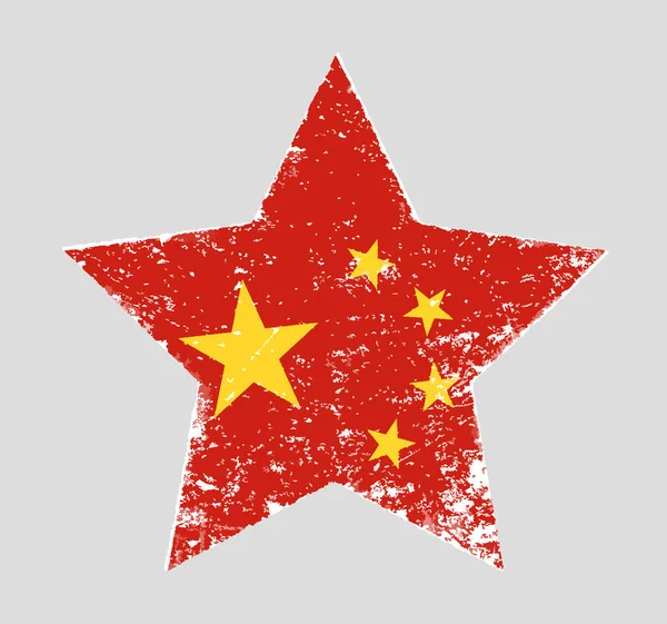 Vektor Illustration Des Sternförmigen Grunge Alte Verzweifelte Flagge Von China — Stockvektor