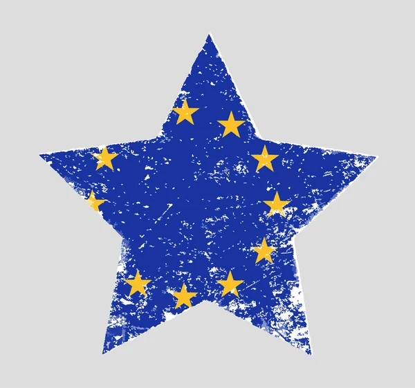 Vektorové Znázornění Hvězdicovitého Grunge Staré Problémové Vlajky Evropské Unie Izolované — Stockový vektor