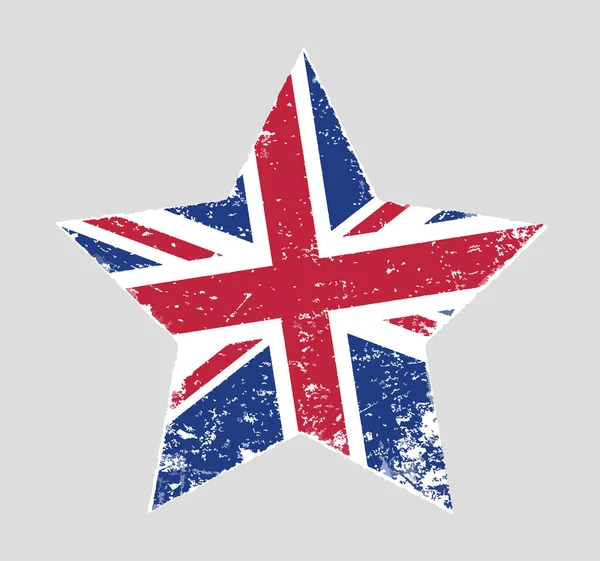 Vektor Illustration Stjärna Formade Grunge Gamla Nödställda Storbritannien Storbritannien Flagga — Stock vektor