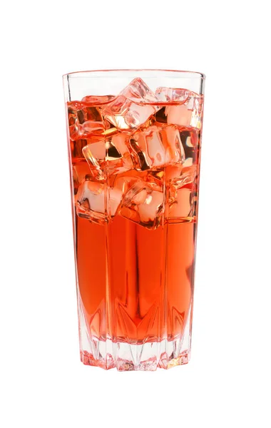 Close One Full High Glass Cold Iced Red Fruit Tea — Stock Photo, Image