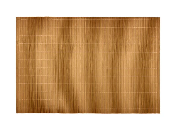 Zamknij Jeden Naturalny Brązowy Bambus Maty Drewna Izolowane Białym Tle — Zdjęcie stockowe