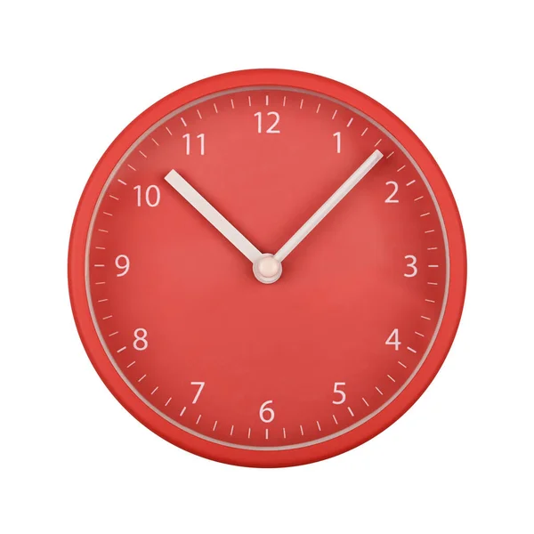 Cierre Esfera Esfera Reloj Pared Roja Con Números Arábigos Agujas — Foto de Stock