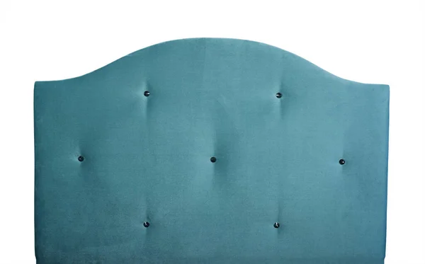 Pastel Blue Soft Velvet Fabric Shaped Bed Headboard Strass Crystal — Stock Photo, Image