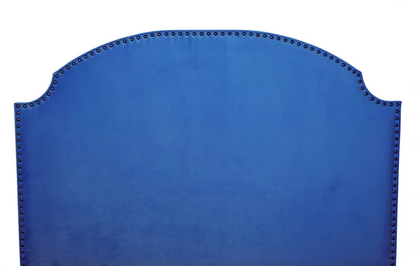 Dark Indigo Navy Azul Tecido Veludo Macio Forma Cama Cabeceira — Fotografia de Stock