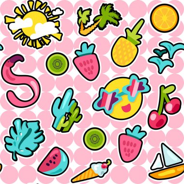 Vektör tropikal yaz Dikişsiz desen