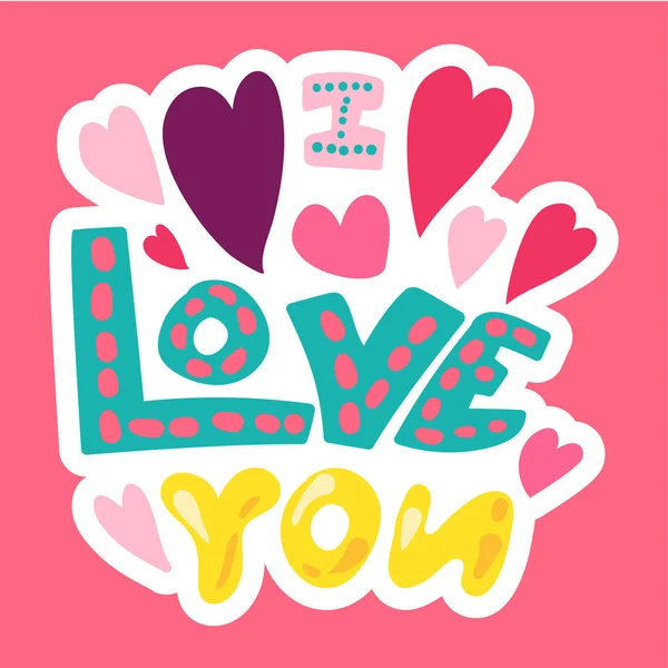 Vector Romantic Love Patch Estilo Desenho Animado Doodle Amo Menina —  Vetores de Stock