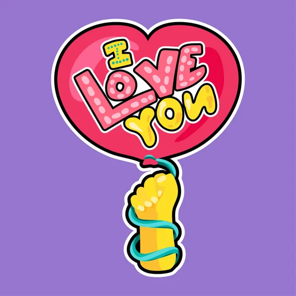 Vector Romantic Love Patch Estilo Desenho Animado Doodle Ballon Vista — Vetor de Stock