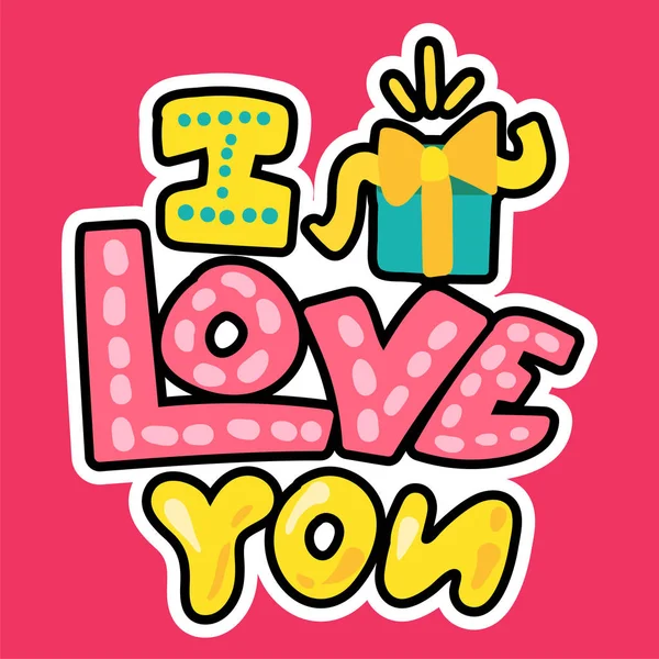 Vector Romantic Love Patch Estilo Desenho Animado Doodle Amo Menina — Vetor de Stock