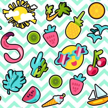 Vektör tropikal yaz Dikişsiz desen