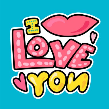 Vector Romantic Love Patch in doodle style clipart