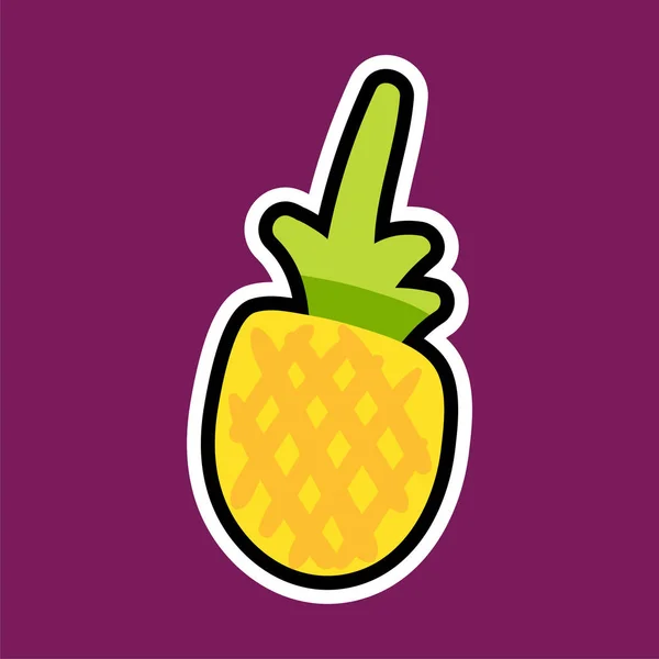 Autocollant dessin animé ananas . — Image vectorielle