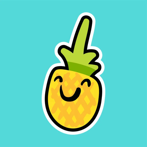 Autocollant dessin animé ananas . — Image vectorielle