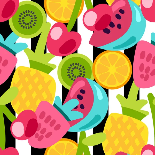 Patrones de frutas de verano — Vector de stock