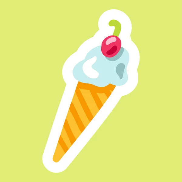 Helado dulce con cereza — Vector de stock