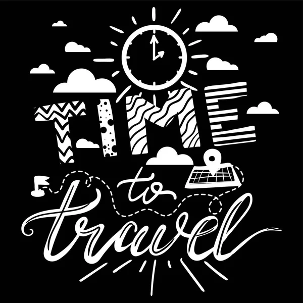 Hora de viajar lettering — Vetor de Stock