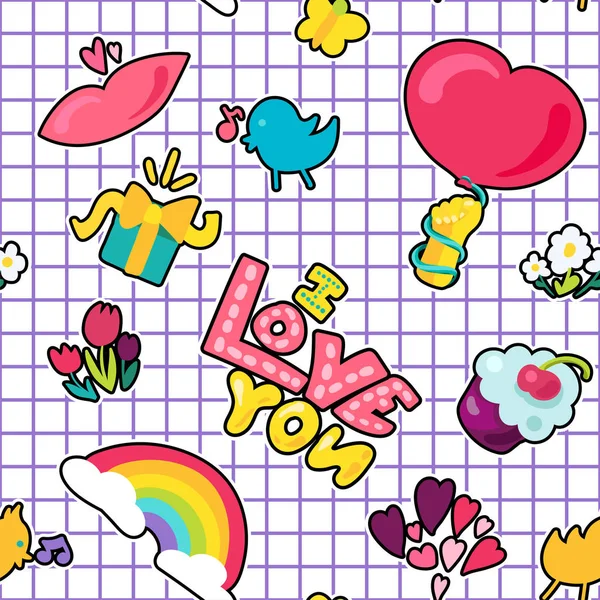 Vektor romantische Liebe Patch im Doodle-Stil — Stockvektor