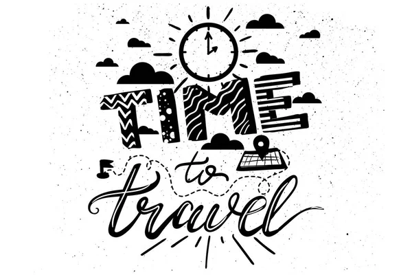 Tiempo para viajar letras — Vector de stock