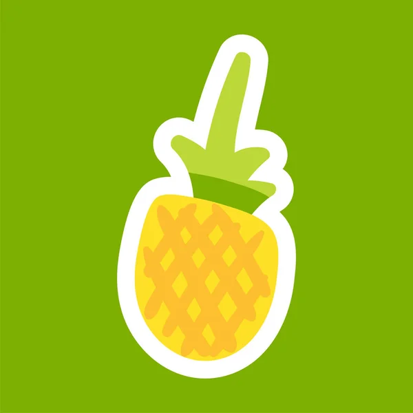 Autocollant dessin animé ananas — Image vectorielle