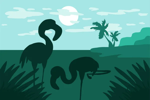 Стоя в воде Flamingo — стоковый вектор