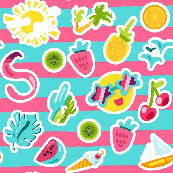 Vector Tropical Summer Seamless Pattern — Stock Vector